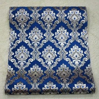 Prabangūs mėlyni gėlių tapetai Damaskas Europos 3D Damaskas sieninis popierius Miegamasis Svetainė Televizorius Ktv fono tapetai