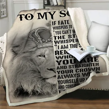 Animacinis filmas Liūto vilnos antklodės Laiškas mano sūnui 3D spausdintos šerpų antklodės lovos Sofa Vaikai skatina išreikšti meilę Dovanų namų tekstilė