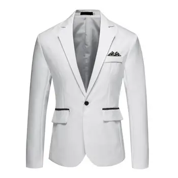 Jaunikio kostiumo švarkas Vyriškas kostiuminis paltas Elegantiškas vyriškas plonas satino kostiumo paltas oficialioms verslo vestuvėms Prom vieno mygtuko atlapas