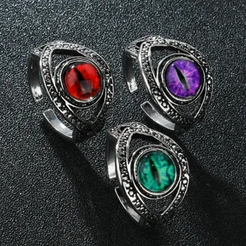 New Fashion Vintage Evil Eye Finger Ring Eyeball Punk Goth Jewellery Halloween Gift Adjustable Ring for Men Women