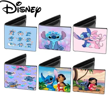 New Disney Stitch Moteriška piniginė Lilo & Stitch Raštas Odinė sulankstoma piniginė Kelių lizdų banko kortelių laikikliai Vyrai Mini monetų piniginė