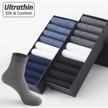 Fashion Thin 10Pairs/Box Business Dezodorantas Kvėpuojantis Mercerized Kojinės Kojinės Vyriškos kojinės Vidurinis vamzdelis