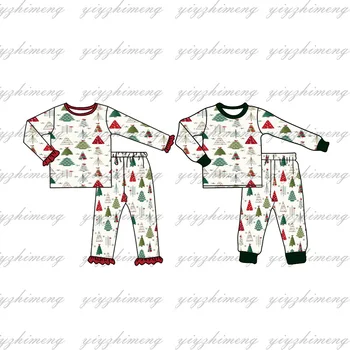Kalėdų vaikai Žiemos mergaitės Berniukai Kalėdiniai drabužiai Pižama Didmeninė prekyba kostiumai Kalėdų eglutė ilgomis rankovėmis pižamos apranga
