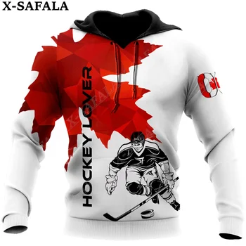 Ledo ritulio mylėtojas Kanada Maple Leaf 3D Printed Mens Hoodie Pullover Džemperis Džemperis su gobtuvu Sportinio kostiumo apatinis paltas