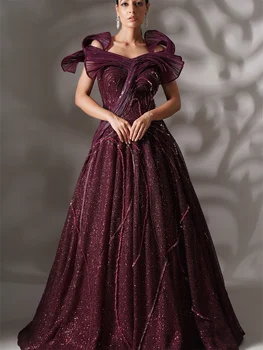 Putojanti be petnešėlių A-Line Prom suknelė 2024 Prabangios blizgučių vakarinės suknelės Stilinga grindų ilgio suknelė Vestidos De Novia