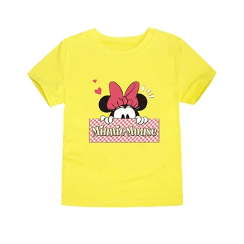 Disney Minnie Mickey marškinėliai Vasaros animacinis filmas Spausdinti Baby Boy trumpomis rankovėmis Viršutiniai marškinėliai Children Toddler Girl marškinėliai Casual Kids