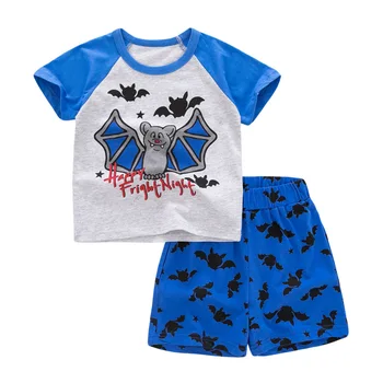 Vaikų drabužių šikšnosparnių komplektai Kids Baby Boys Medvilniniai marškinėliai + trumpi 2vnt vaikiškas kasdienis kostiumas trumpomis rankovėmis