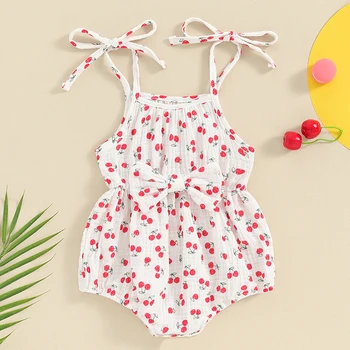 Baby Girl Summer Clothes Berankoviai medvilniniai lininiai smėlinai Marginti smėlinukai Romper Apranga