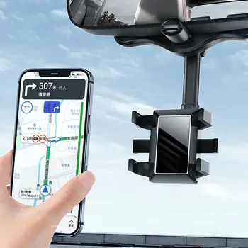 Automobilinis galinio vaizdo veidrodėlis Telefono laikiklis, skirtas 4,0–6,1 colio telefono GPS navigacijos laikikliui 