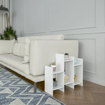 Ada Home Decor Furniture White 2 Tier Sutton Modern Side Table