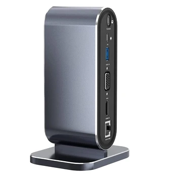 12-In-1 USB C prijungimo stotis USB C Hub Dock nešiojamojo kompiuterio ekranas Docking Station USB 3.0 adapteris, skirtas Windows Mac kompiuteriui