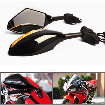 Motociklų galinio vaizdo šoniniai veidrodžiai LED posūkio signalas Kawasaki ZX6R ZX636 98-06 ZX10R 04-07