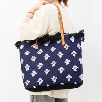 Paprasto dizaino drobės moteriškas krepšys Dvisluoksnė medžiaginė rankinė Kutas Tote krepšys Priemiestinis krepšys per petį