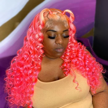 Wear Go Glueless Pink 13x6 Nėrinių priekinis perukas Paryškinti perukai moterims 613 Spalvoti 13x4 HD nėriniai priekyje Žmogaus plaukų perukai 250 Parkson
