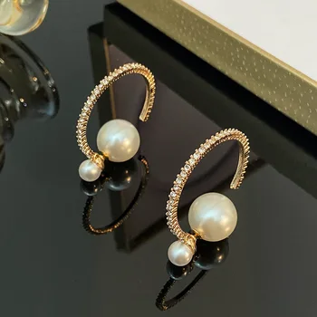 2023 Nauja mada Klasikiniai romantiški perlų kalnų krištolo auskarai moterims Išskirtinė elegantiška korėjiečių mergina Paprastos vestuvių papuošalų dovanos