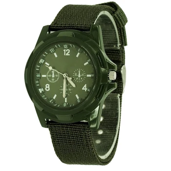 Vyrų laikrodis Armijos kareivis Karinis drobės dirželis Audinys Analoginiai rankiniai laikrodžiai Mados kvarciniai sportiniai rankiniai laikrodžiai Laikrodis Šviečiantis laikrodis