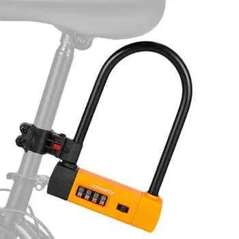 Bike U-Lock Anti-Theft Bicycle U užraktas su 4 skaitmenų atstatomo derinio lydinio medžiaga Vandeniui atsparūs patvarūs dviračių priedai