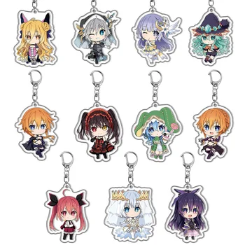 Cartoon Anime Date A Live Keychain Cute Yatogami Tohka Tokisaki Kurumi Kotori Itsuka Collection Key Ring Bag Pakabuko raktų pakabuko raktų pakabukas