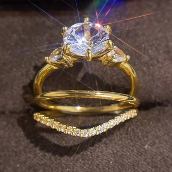 Skanus minimalistinis krovimo žiedas moterims Trend Cubic Zircon Gold Color Crystal Finger aksesuarai moteriškiems papuošalams Dovanoti