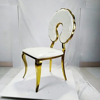 amerikietiškos nerūdijančio plieno auksinės valgomojo kėdės Kūrybinė valgomojo kėdė Moderni pokylių salė Viešbučio kėdė Pagrindinis Atlošas Kambario baldai