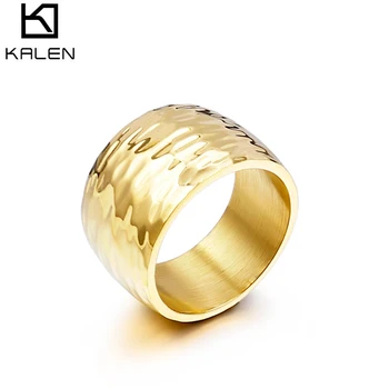 Kalen Naujas titano plieno žiedas Vyrai Wome Metal tekstūros žiedas Occident Simple Ring 10/14MM Žiedų rinkinys Madinga papuošalų dovanų didmeninė prekyba