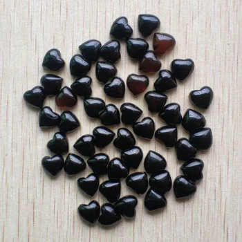Didmeninė prekyba 50vnt/lotas Mada natūrali juoda onikso širdies forma kabošonai karoliukai 10mm papuošalams Priedai, dėl kurių pristatymas nemokamas