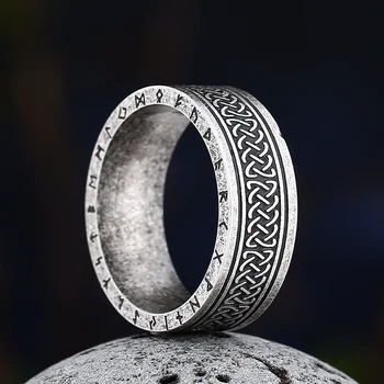 Mada 316L nerūdijančio plieno mazgas Anel amuletas Rune pora pažintys Vikingų žiedai vyrams Moterys Žodžiai Retro papuošalai Vaikino dovana