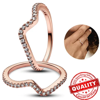 2023 Naujas 925 svarų sterlingų sidabro putojančios bangos žiedas Deimantinis sukraunamas žiedas Moterų pareiškimas Mados papuošalai