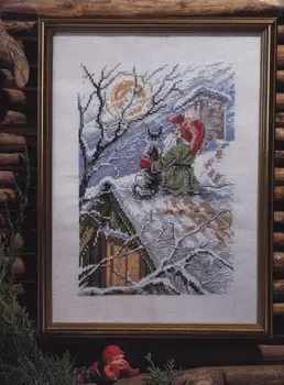 oneroom Gold Collection Lovely Count Cross Stitch Kit Christmas Gnome Cat on a Snowy Santa Winter Snow