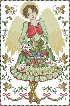 Žurnalas-Kalėdų angelas Mergaitė suskaičiavo kryžminį dygsnį 11CT 14CT 18CT Kryžiaus dygsnio rinkiniai Siuvinėjimo rankdarbių rinkiniai
