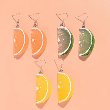Derva Citrinų apelsinų vaisių lašas Auskarai moterims Dovana Mielas Kūrybingas Juokingas 3D imituotas maistas Pakabukas Auskarų aksesuarai Papuošalai