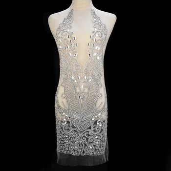 (1PC) Sidabrinio krištolo stiklo cirkonio liemens aplikacija prom vakarėlio suknelės aksesuaras WDD1351
