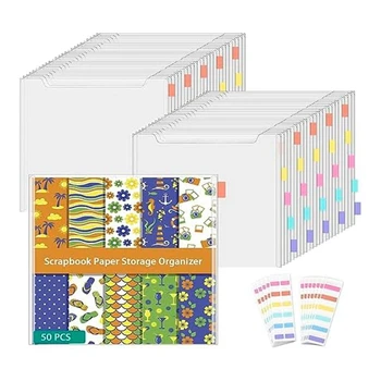 50-Piece 30X30inch Scrapbook Paper Storage Clear Scrapbook Paper Storage Organizer Vinyl, Cardstock, Photos And Drawings Patvarus
