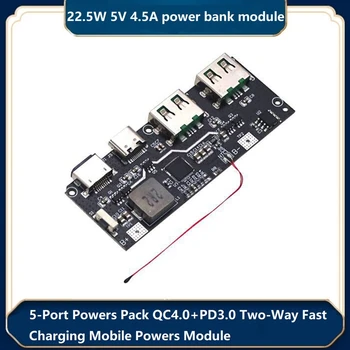 22.5W 5V 4.5A C tipo mikro-USB C 5 prievadų maitinimo paketas QC4.0 + PD3.0 dvipusio greito įkrovimo mobiliojo maitinimo modulio plokštė