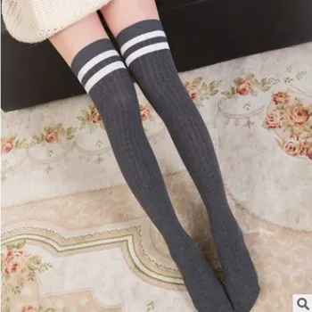 Naujos saldžios kojinės Du batonėliai Vertikalios žakardo ilgos kojinės
