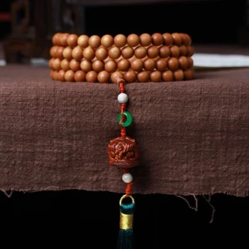 Autentiška Indija Laoshan sandalmedžio apyrankė 108 budistų apyrankės amatai senos medžiagos Vintažinė tampri apyrankė Maldos karoliukai