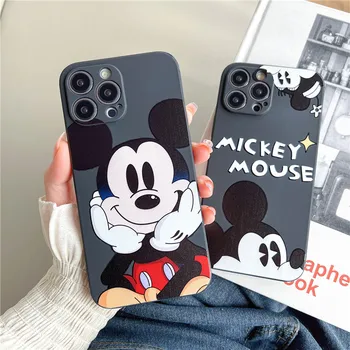 Disney Cute Cartoon Mickey Mouse matinis silikoninis telefono dėklas, skirtas iPhone 15 Pro Max 13 12 14 11 X XR Šoninis spausdinimas minkštas TPU dangtelis