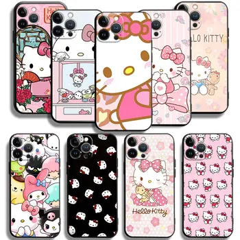 Miela Hello-Kitty, skirta iPhone 15 14 13 12 11 Pro X XR XS Max 8 Plus Mini silicio dėklas