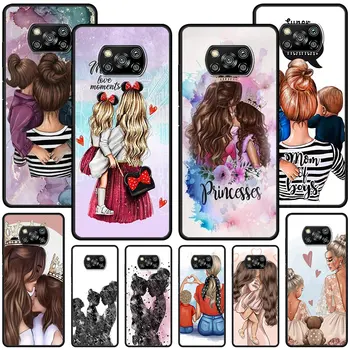 Mom And Baby Girl Boy Phone Case for Xiaomi Poco X5 X3 NFC X4 Pro 5G F4 GT M5 M5s F3 Pocophone F1 Black TPU Cover Mi 13 12T Pro