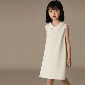 2023 Vasaros mergaičių drabužiai Mada Laisvalaikio megztukas be rankovių Trumpas Princesės mažylio suknelė Vaikiškos suknelės Vaikiški drabužiai BC471