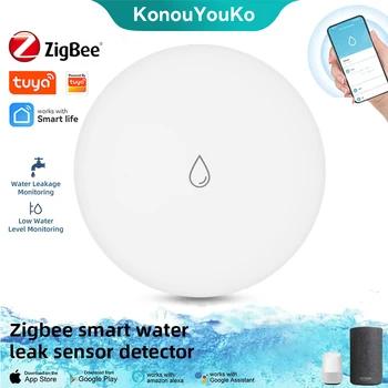 Tuya ZigBee vandens nuotėkio detektorius Vandens panardinimo jutiklis Nuotėkis Išmaniųjų namų automatikos signalizacija 