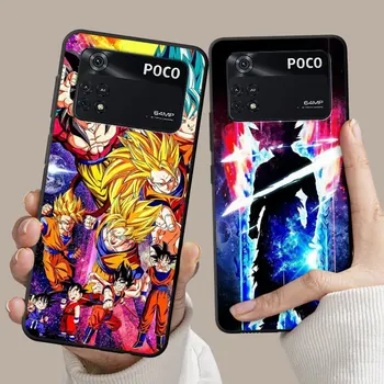Anime Dragons Son Balls Telefono dėklas, skirtas Poco F5 X4 GT M5 C55 C51 M4 Pro X4 Pro 5G F1 X3 NFC M3 C40 dėklai Coque Black minkštas dangtelis