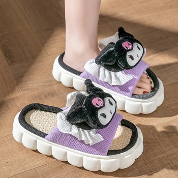 Sanrio Hello Kitty šlepetės Vasaros Kawaii Cinnamoroll namų laisvalaikio batai Vidaus lauko sutirštintos platformos sandalai Mada
