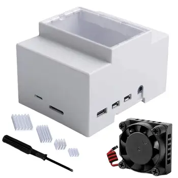 4 Model B Case White Protective Case Enclosure 4 aušinimo dėklas su integruotu aušinimo ventiliatoriaus dėklo rinkiniu