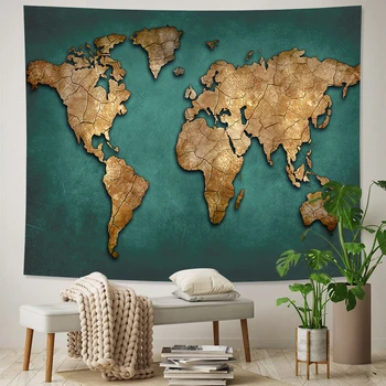 Retro pasaulio jūrinis žemėlapis namų meno gobelenas Hipis Bohemiškas dekoratyvinis lovos paklodės fonas sienos sofos antklodė