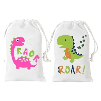 20 T-Rex Roar Dinozaurų dovanų maišeliai berniukas mergaitės kūdikio dušas Dino 1-asis 2-asis 3-asis gimtadienis Juros periodo pasaulio vakarėlio stalo dekoravimas Reikmenys