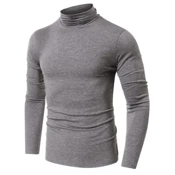 New Fashion Base Tee Shirt Men Slim Fit Knit High Neck Pullover Turtleneck Sweater Tops Shirts