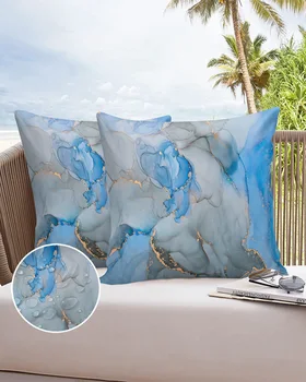 Marmuro tekstūra Akvarelė Mėlyna Pilka Neperšlampamas pagalvės užvalkalas Automobilio pagalvėlės užvalkalas Xmas namų sofos dekoratyvinis pagalvės užvalkalas