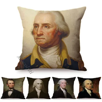Įžymus personažas George'as Washingtonas Jamesas Madisonas Portreto menas Namų dekoravimas Sofa Mesti pagalvės dėklas Medvilninis lininės pagalvėlės užvalkalas