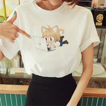 Neco Arc marškinėliai moterys anime japoniški marškinėliai mergina japonų gatvės drabužių dizainerių drabužiai
